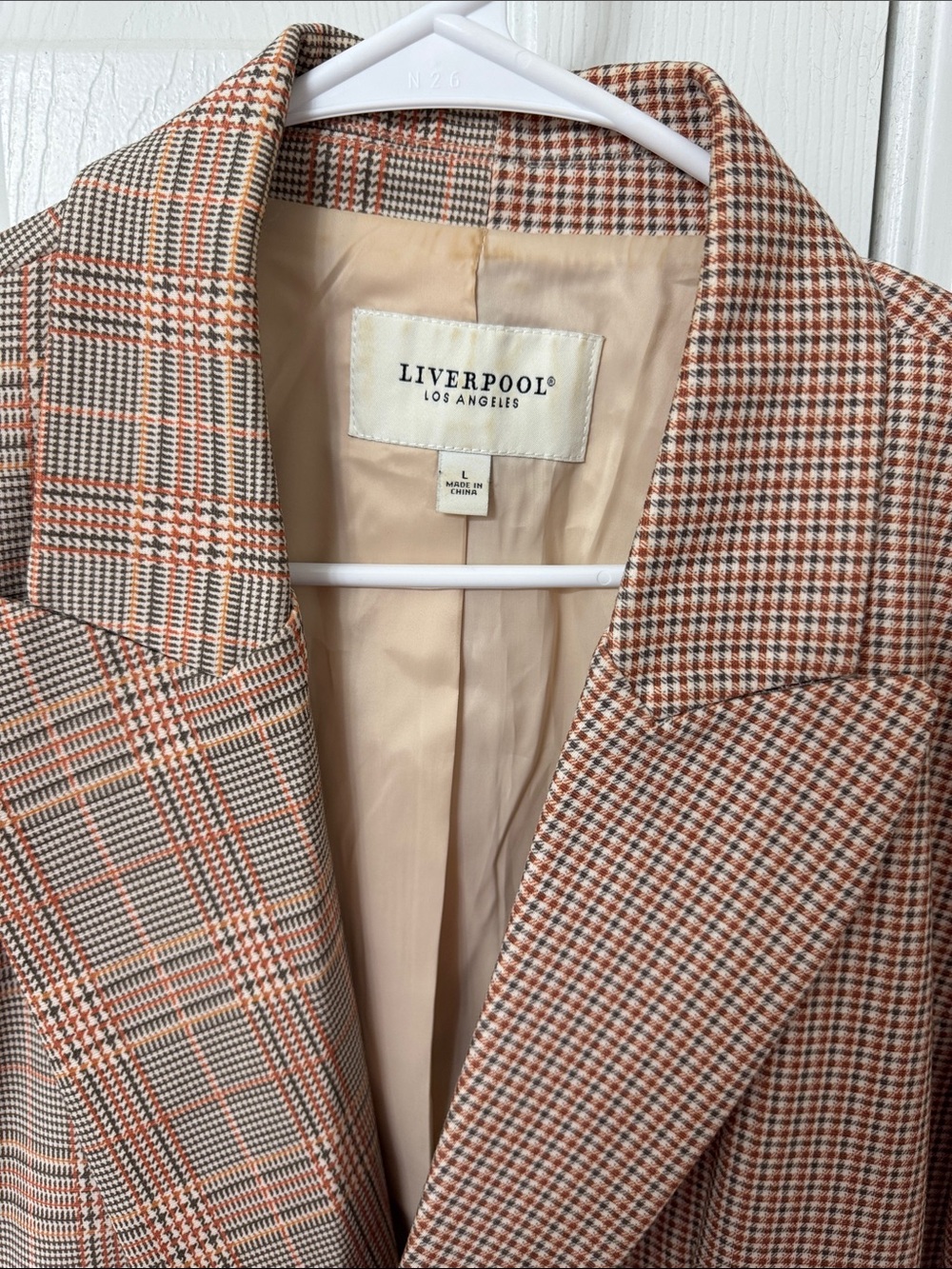 Liverpool Women’s Blazer in Brown Plaid & Tan Houndstooth - Picture 4 of 6